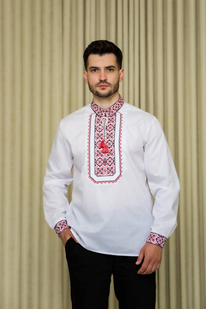 Чоловіча вишиванка  Капрал (біло-червона)