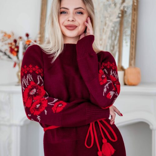 В'язана сукня Маки (бордо) - S