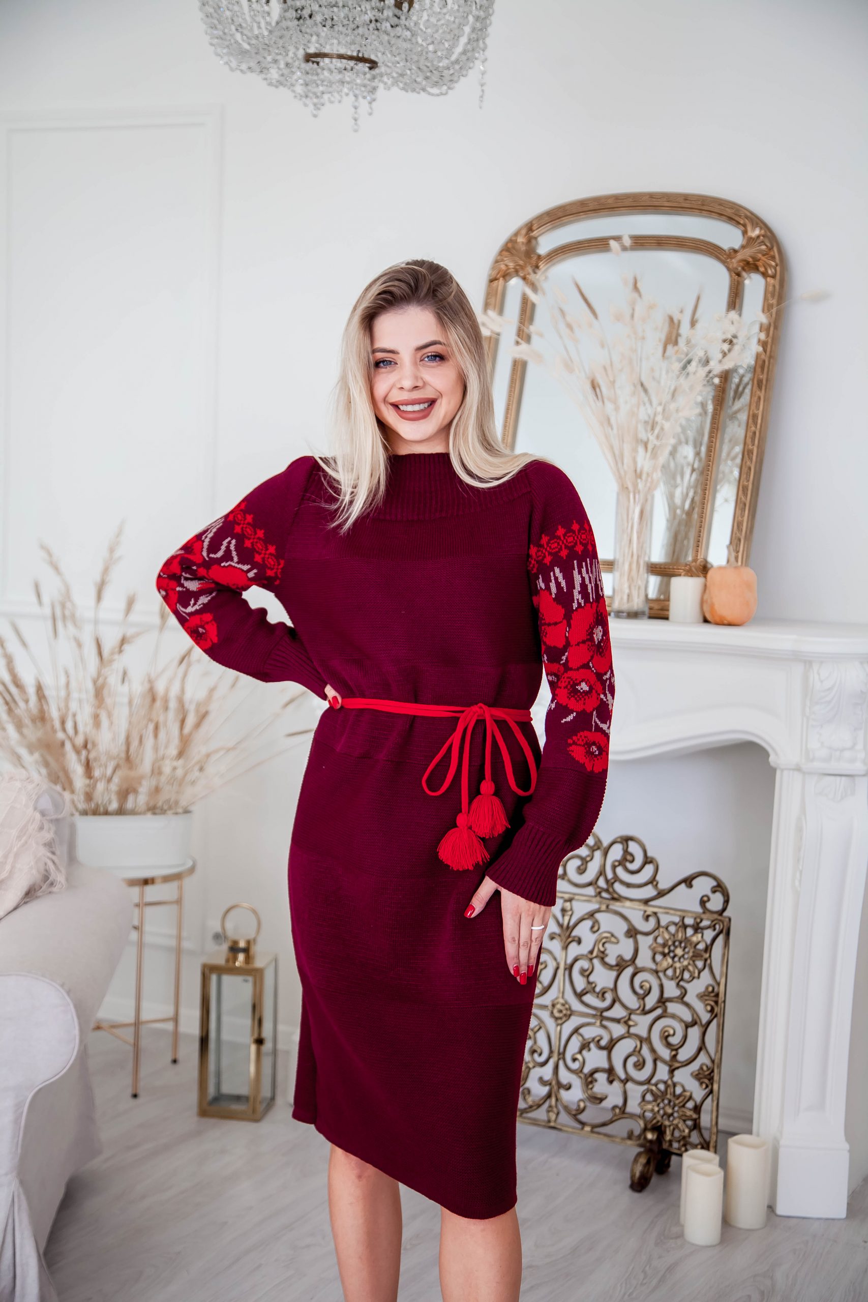 В’язана сукня Маки (бордо)