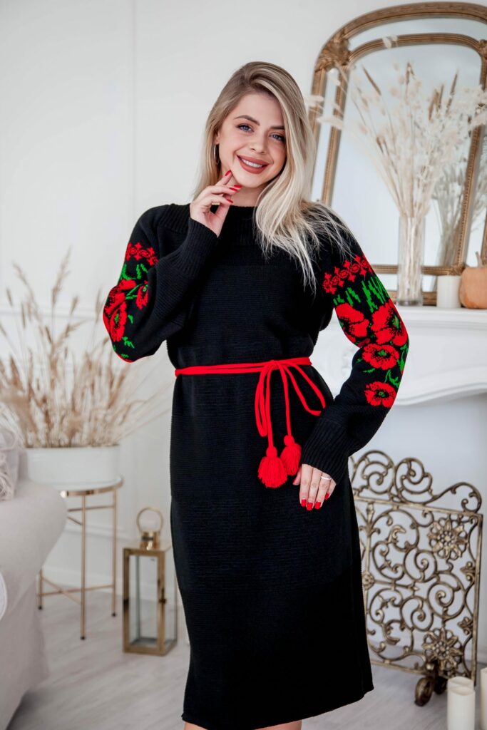 В'язана сукня Маки (чорно-червона)