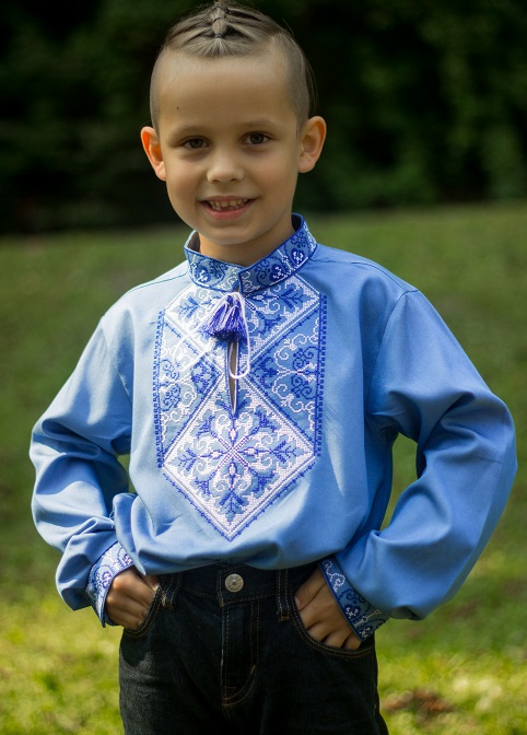 Дитяча вишиванка Говерла (блакитно-синя)