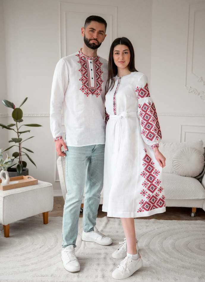 Парний комплект Червона рута (біло-червоний)