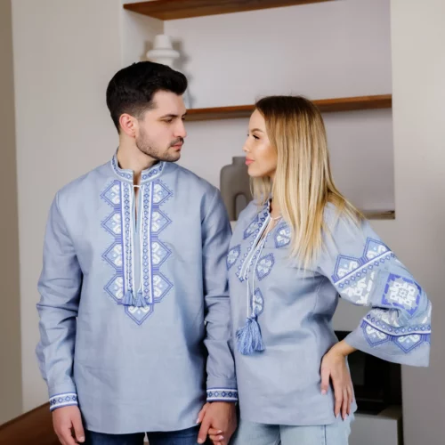 Парний комплект Богуслави (джинс сірий з синім)