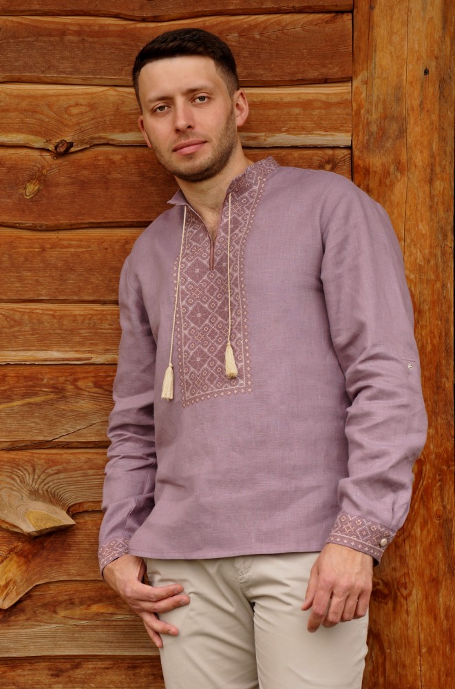 Чоловіча вишиванка Вільха (рожева)