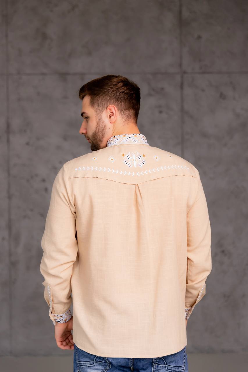 Чоловіча вишиванка Залісся (бежева) hover image