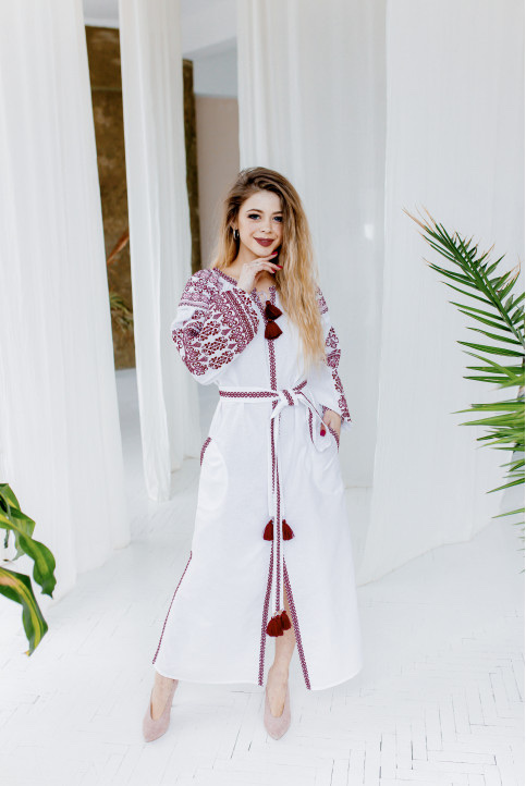 Жіноча сукня Злата (біло-червона)