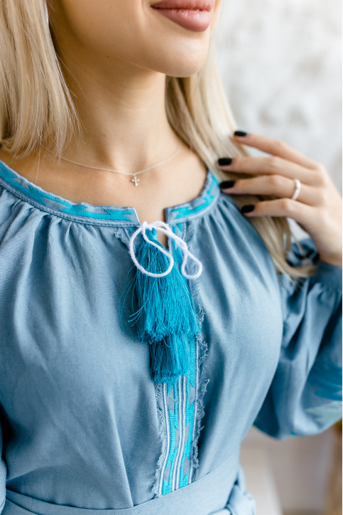 Жіноча сукня Калейдоскоп (сіро-блакитна)