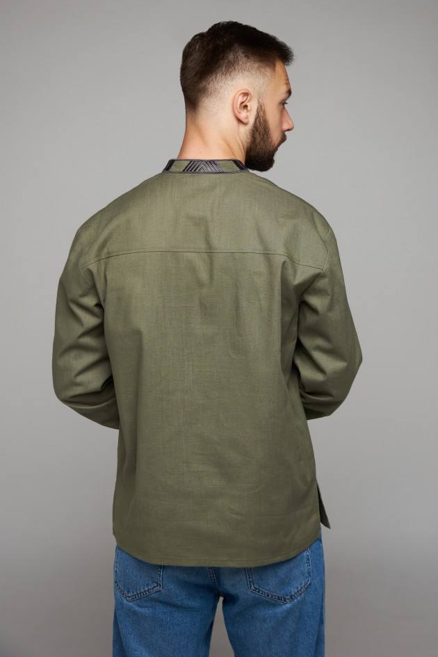 Чоловіча вишита сорочка Класика (хакі) hover image