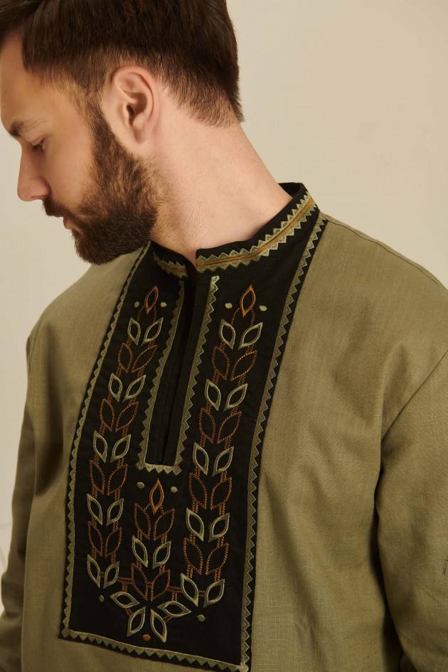 Чоловіча вишита сорочка Колос (хакі)