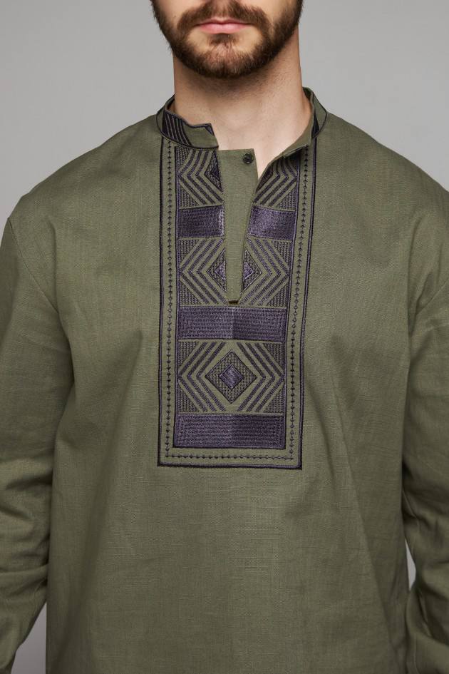Чоловіча вишита сорочка Класика (хакі)