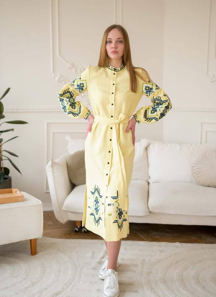 Жіноча вишита сукня Мавка (жовта) hover image
