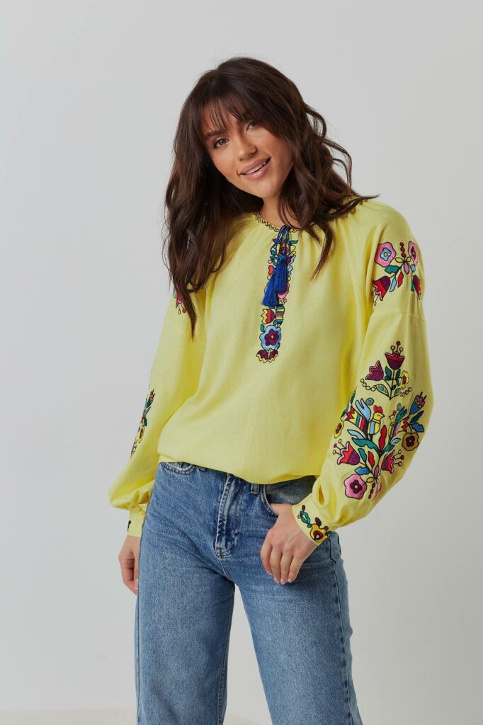 Жіноча вишиванка Гуцулка (жовта)