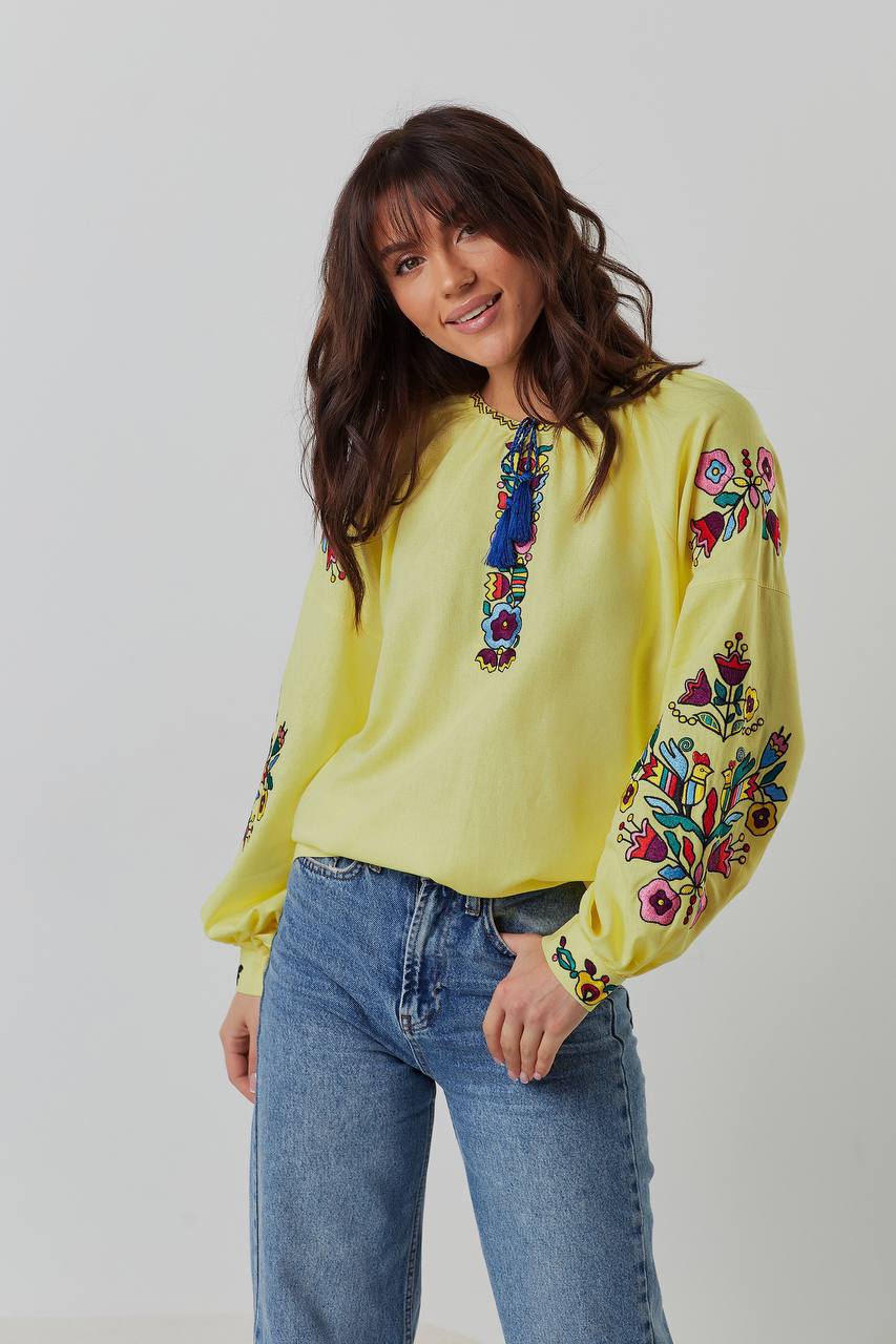 Жіноча вишиванка Гуцулка (жовта)