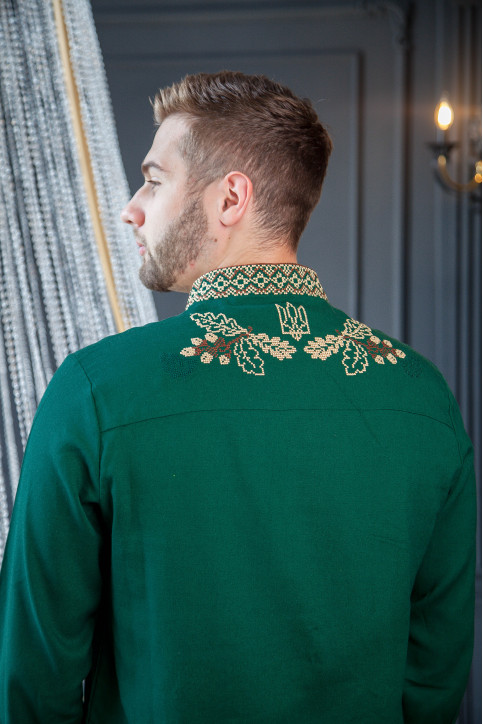 Чоловіча вишиванка Міць (зелена)