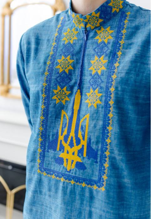 Чоловіча вишиванка Перемога (блакитна) hover image