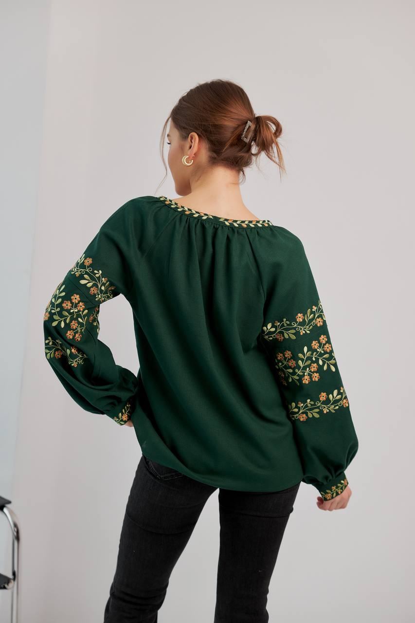 Жіноча вишита сорочка Подолянка (зелена)
