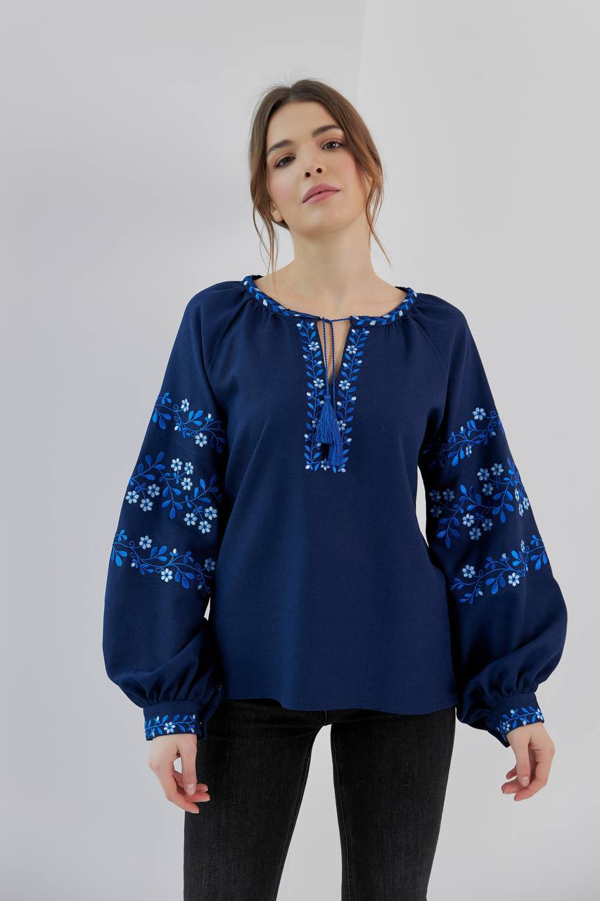 Жіноча вишита сорочка Подолянка (синя)