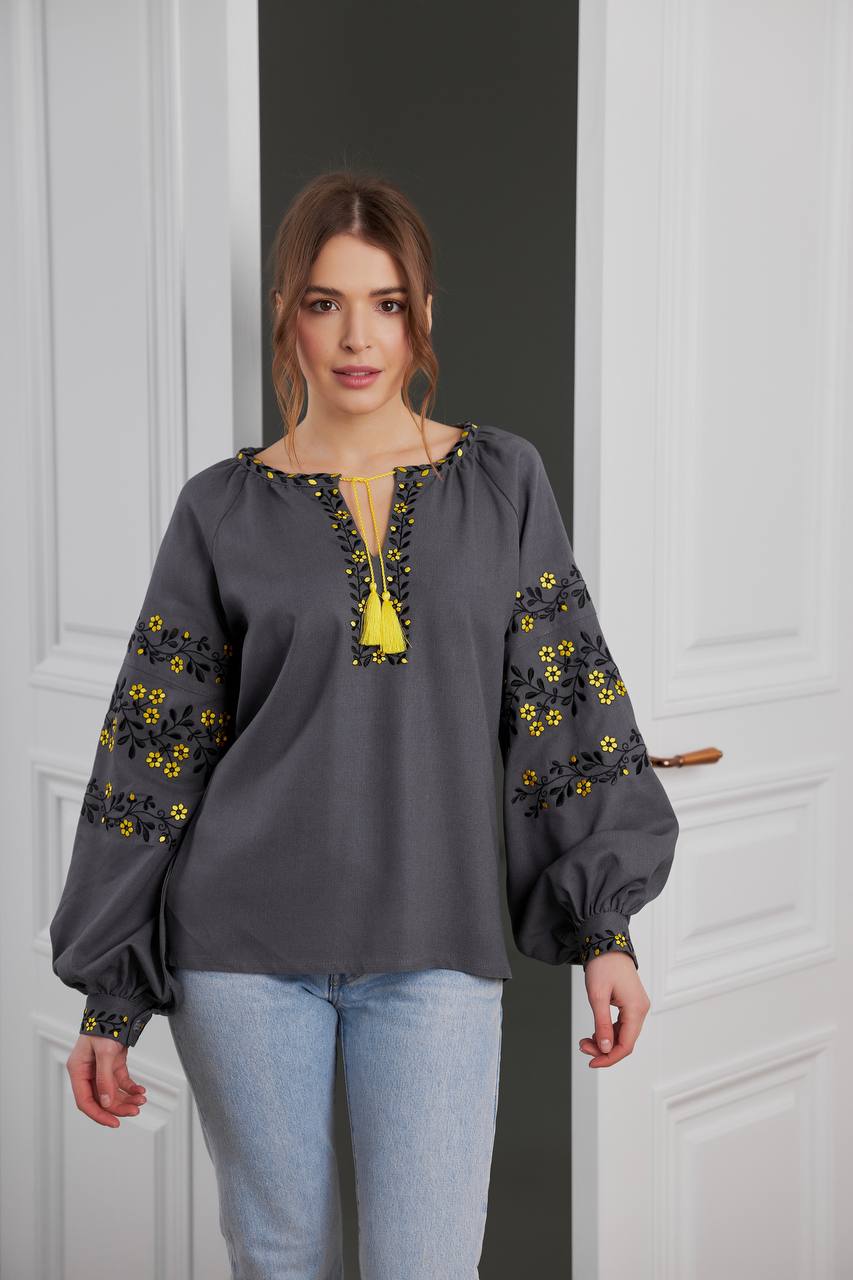 Жіноча вишита сорочка Подолянка (сіра)