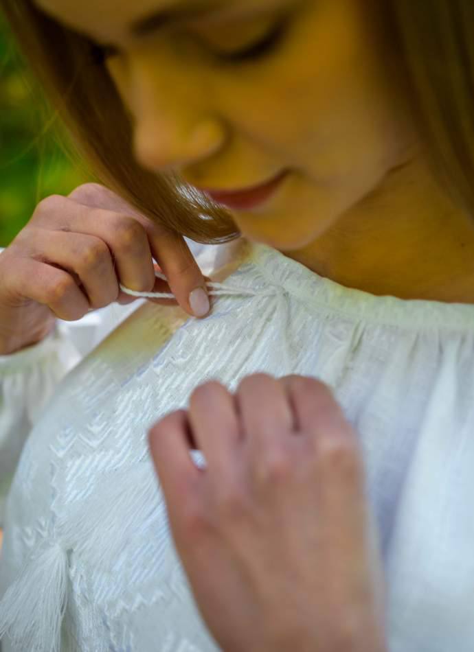 Жіноча вишита сорочка Світанок (біла по білому)