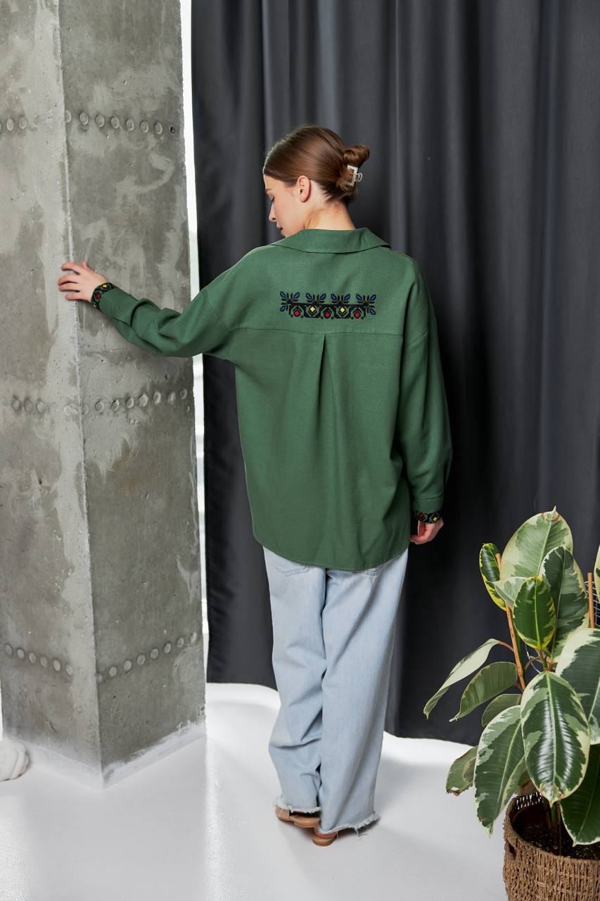 Жіноча вишиванка Серпанок (зелена)