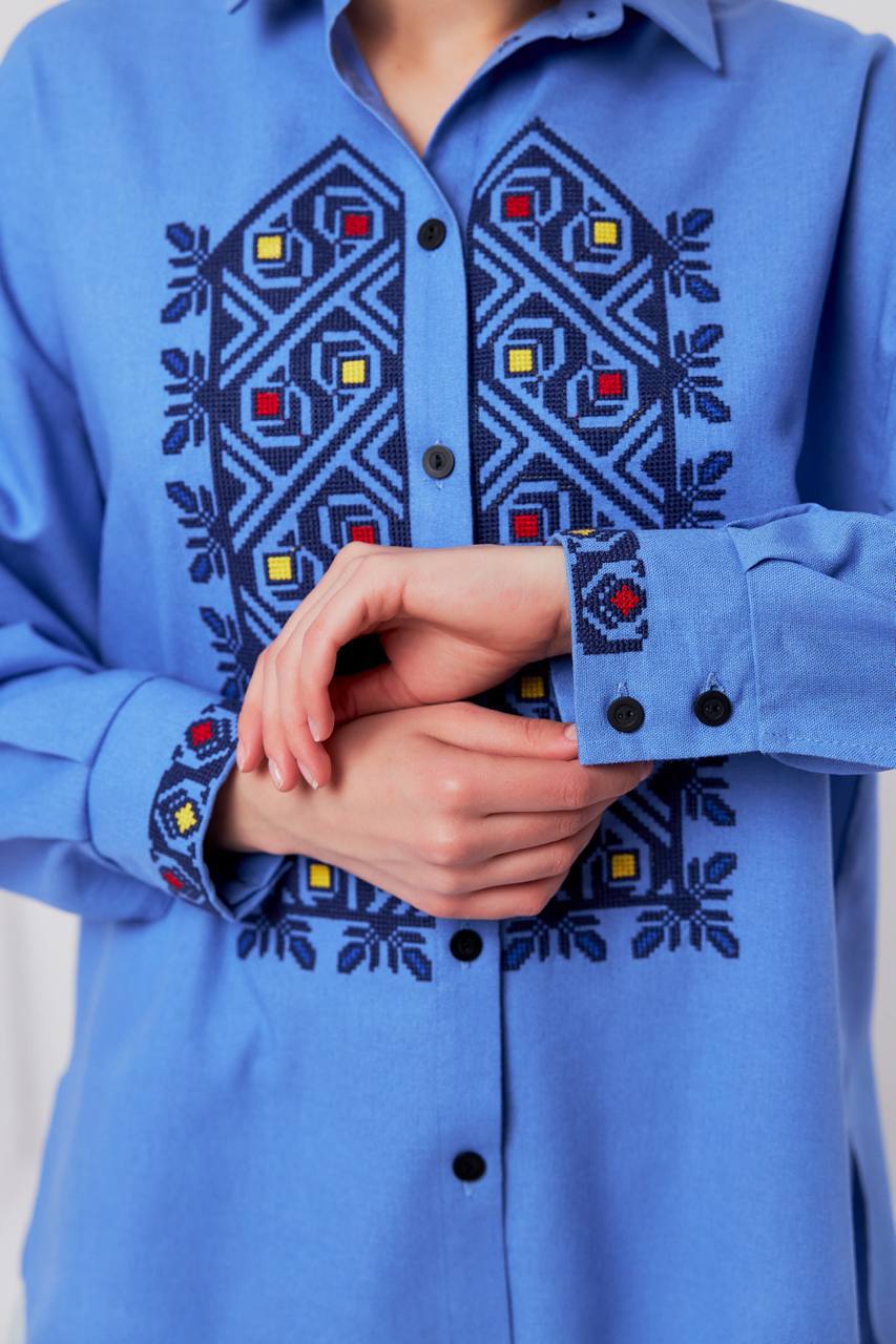 Жіноча вишиванка Серпанок (блакитна)