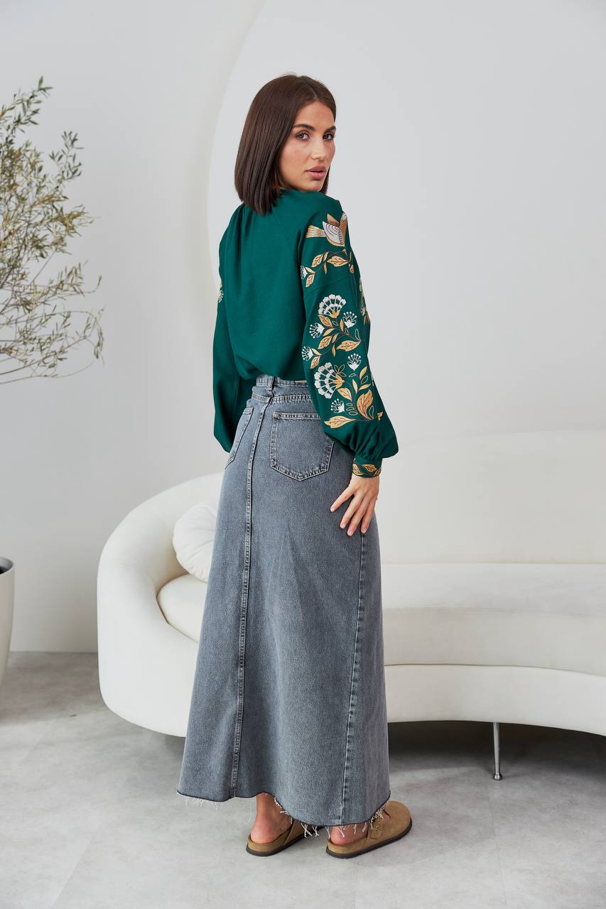 Жіноча вишиванка Дивоцвіт (зелена)