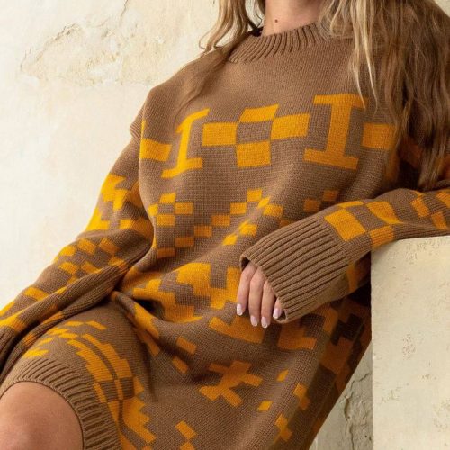 В'язана сукня Марена (коричнева) - S