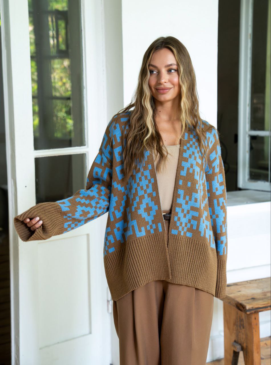 Кардиган “Вояж” (коричнево-блакитний) hover image