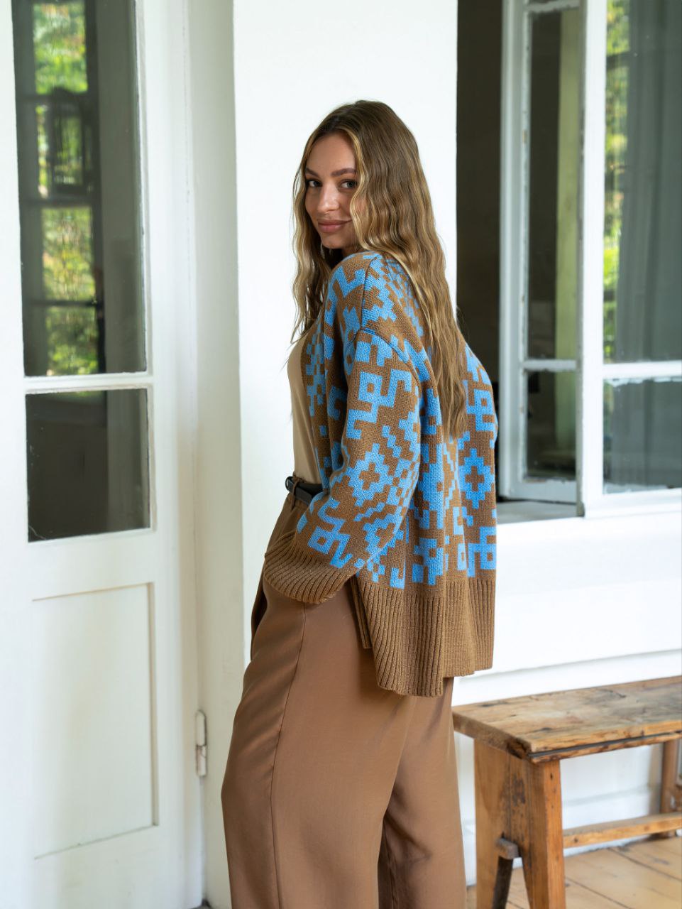 Кардиган “Вояж” (коричнево-блакитний)