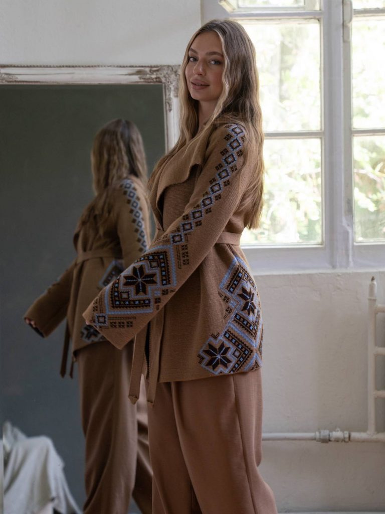 Кардиган "Вікторія" (коричневий з голубим)