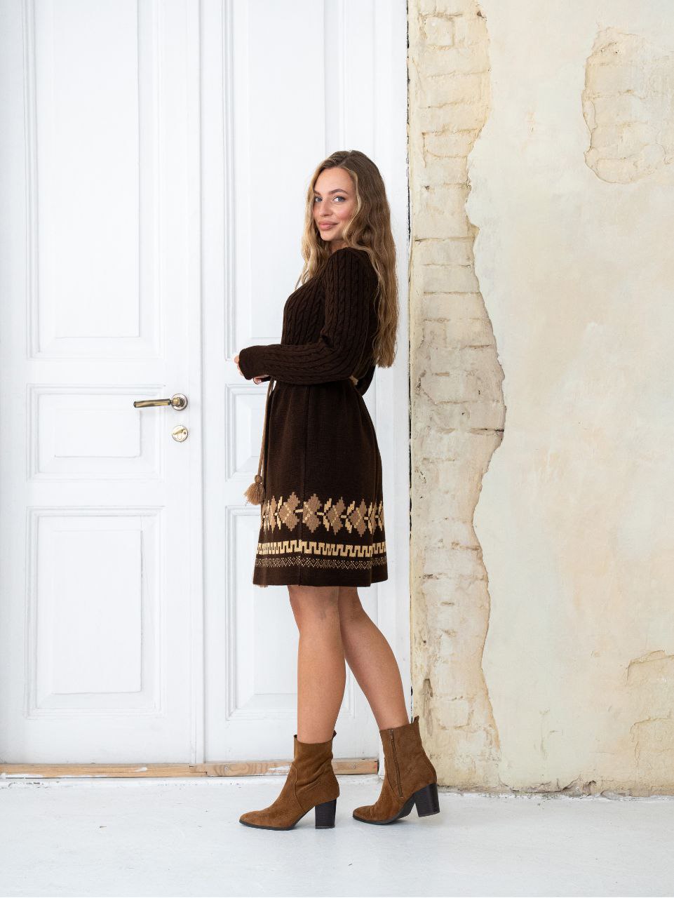 В’язана сукня Етно (шоколадна)