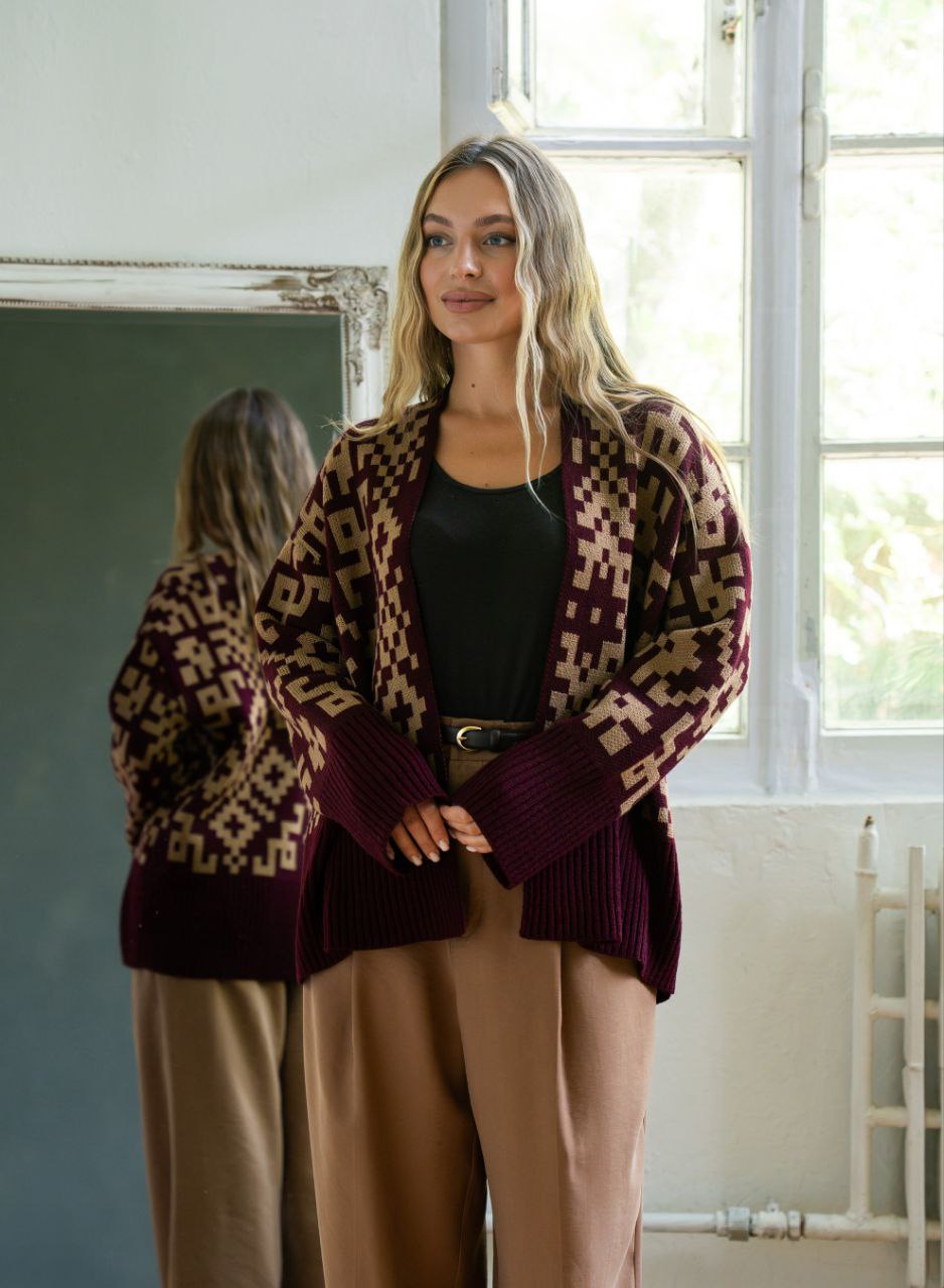 Кардиган “Вояж” (бордово-коричневий) hover image
