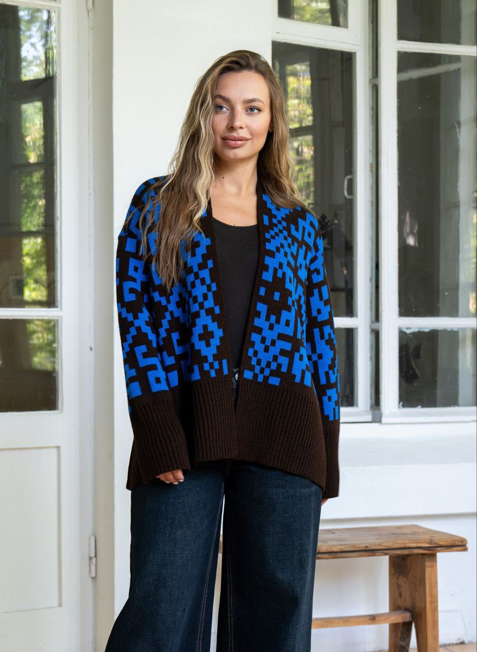 Кардиган “Вояж” (шоколадно-блакитний) hover image