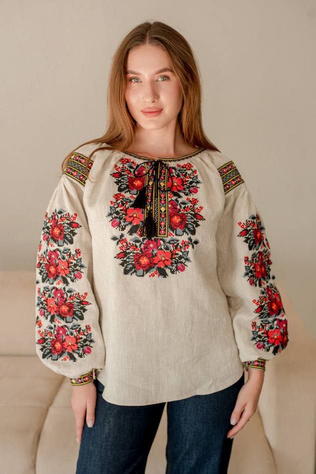 Жіноча вишита сорочка Борщівська (беж)