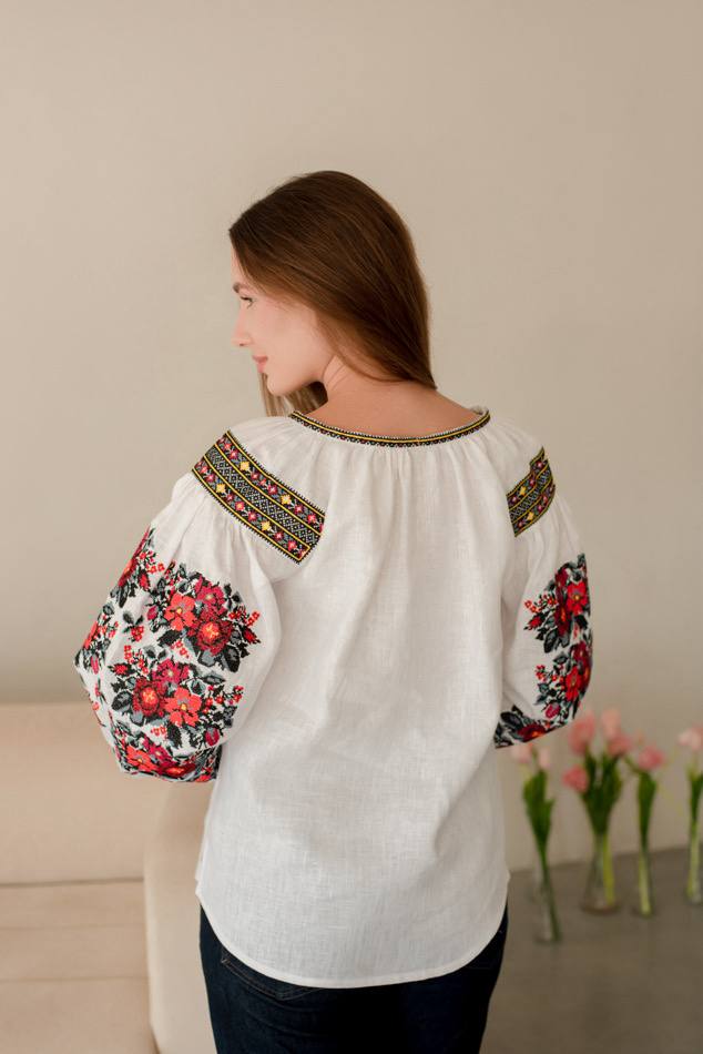 Жіноча вишита сорочка Борщівська (біла)