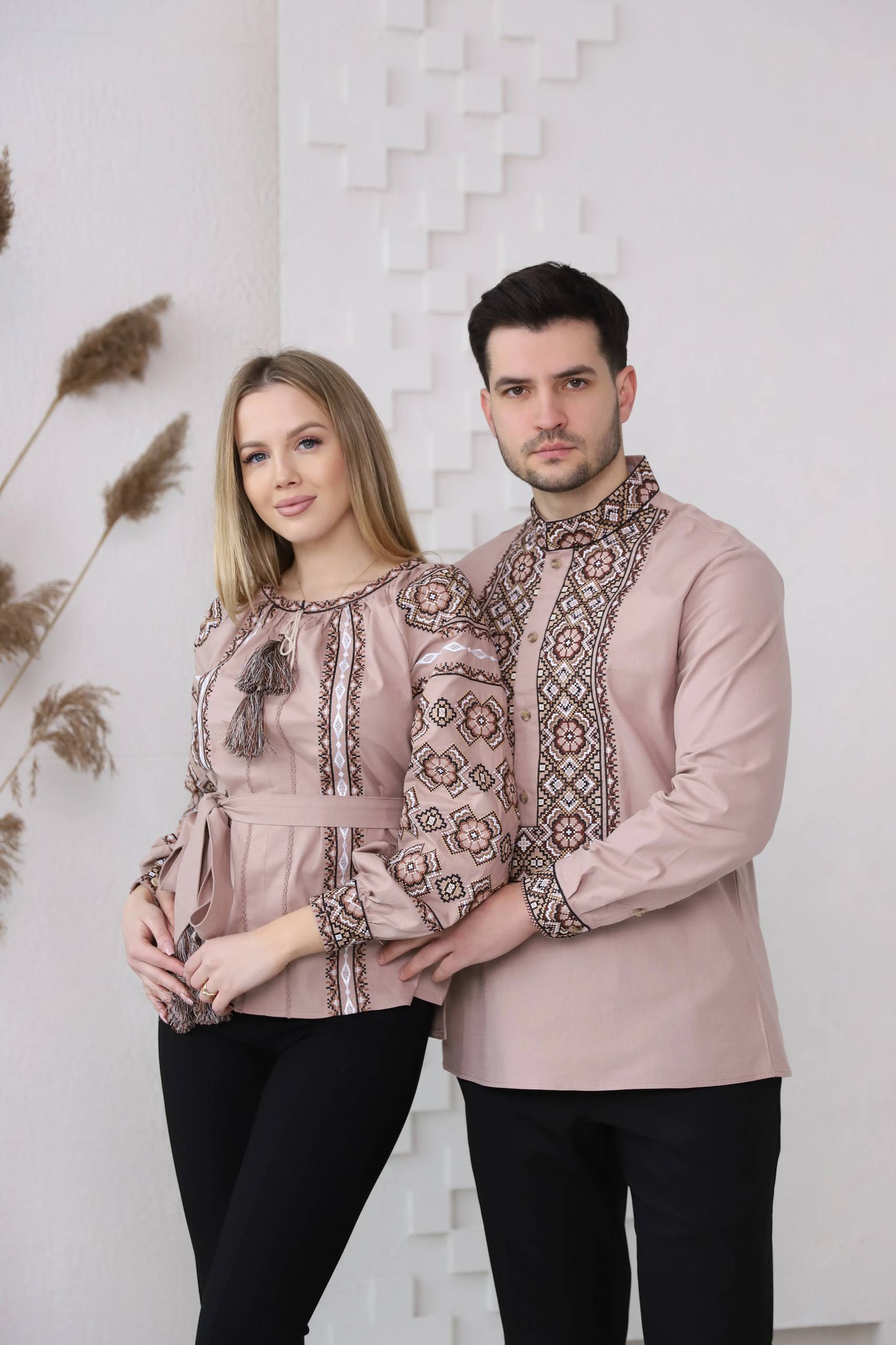 Парний комплект Олекса та Олеся (бежевий т.  з коричневим)