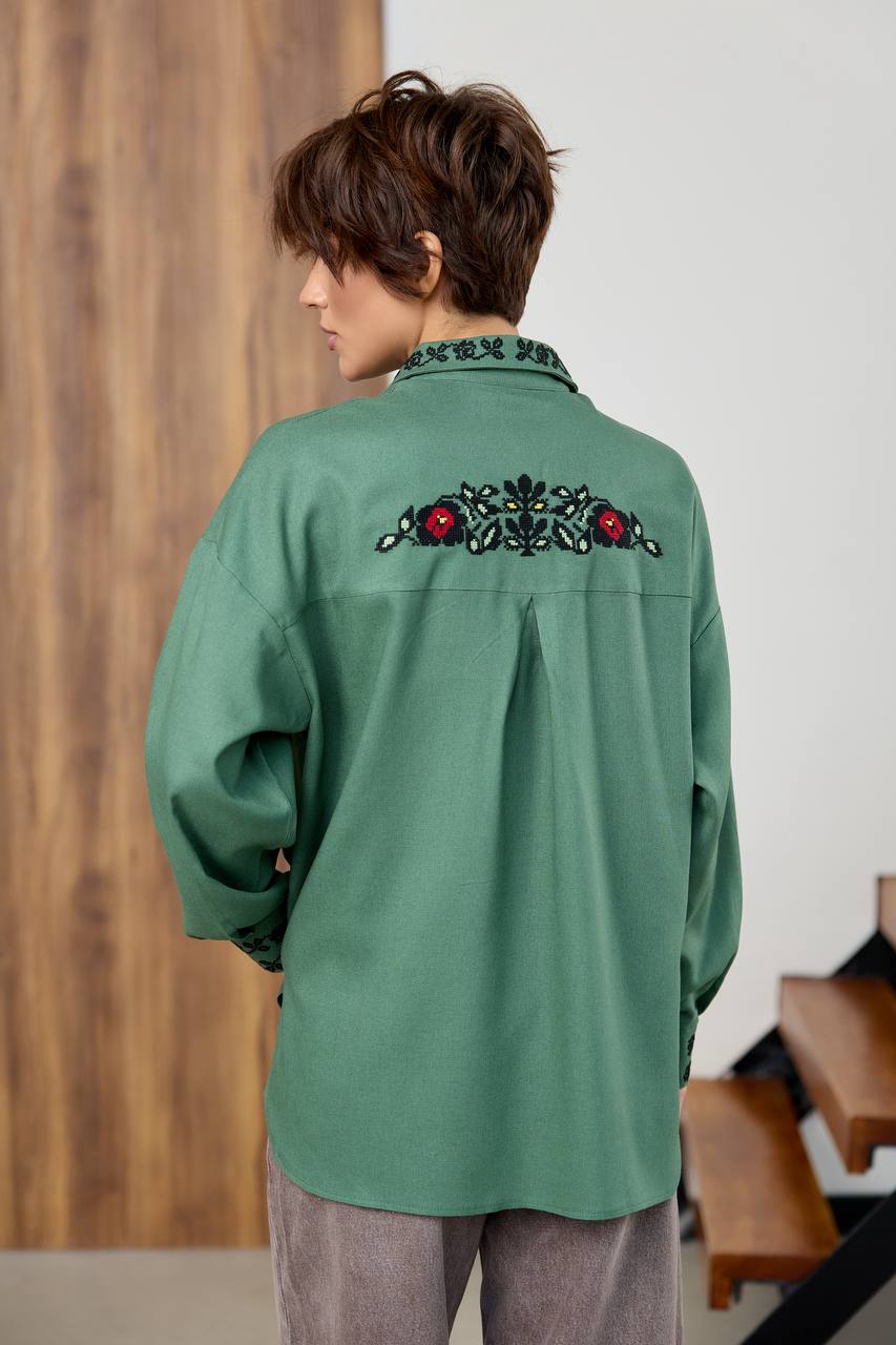 Жіноча вишиванка Трембіта  (хакі) hover image