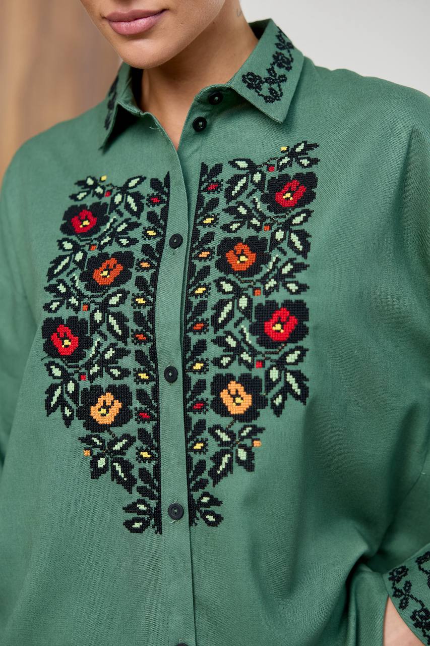 Жіноча вишиванка Трембіта  (хакі)