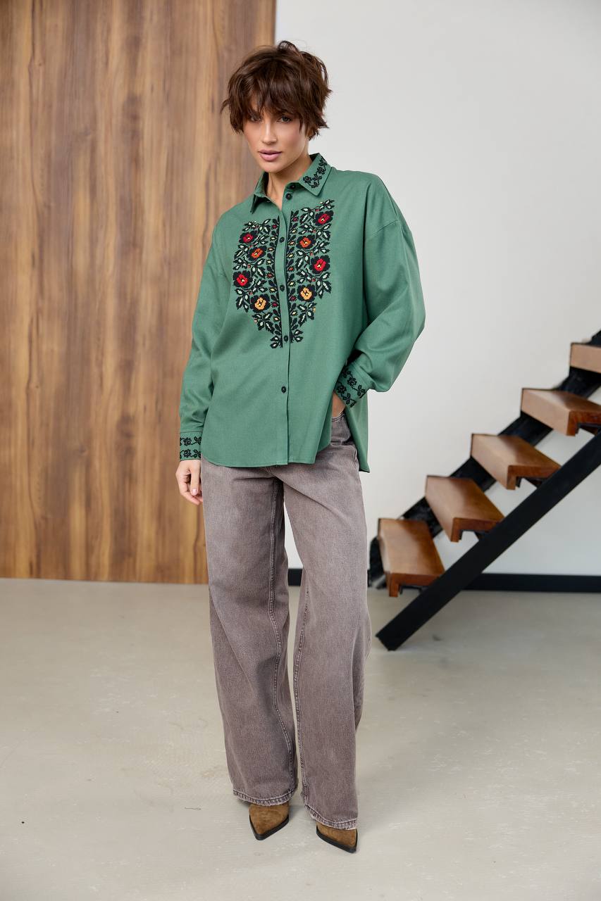 Жіноча вишиванка Трембіта  (хакі)