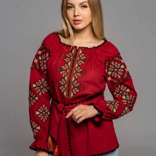 Жіноча вишиванка Сузір'я (червоне т.з червоним) - M