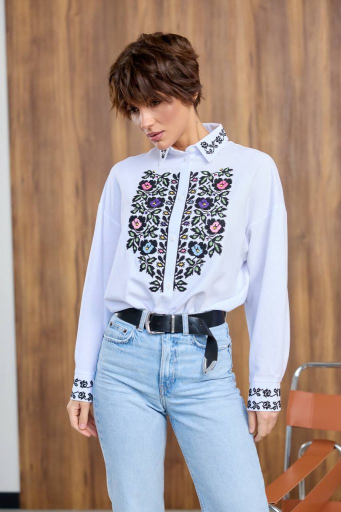 Жіноча вишиванка Трембіта (біла)