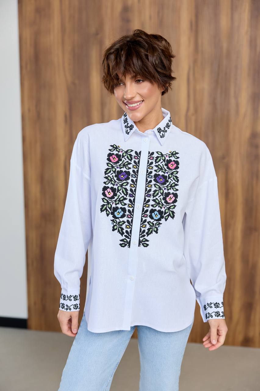 Жіноча вишиванка Трембіта (біла)