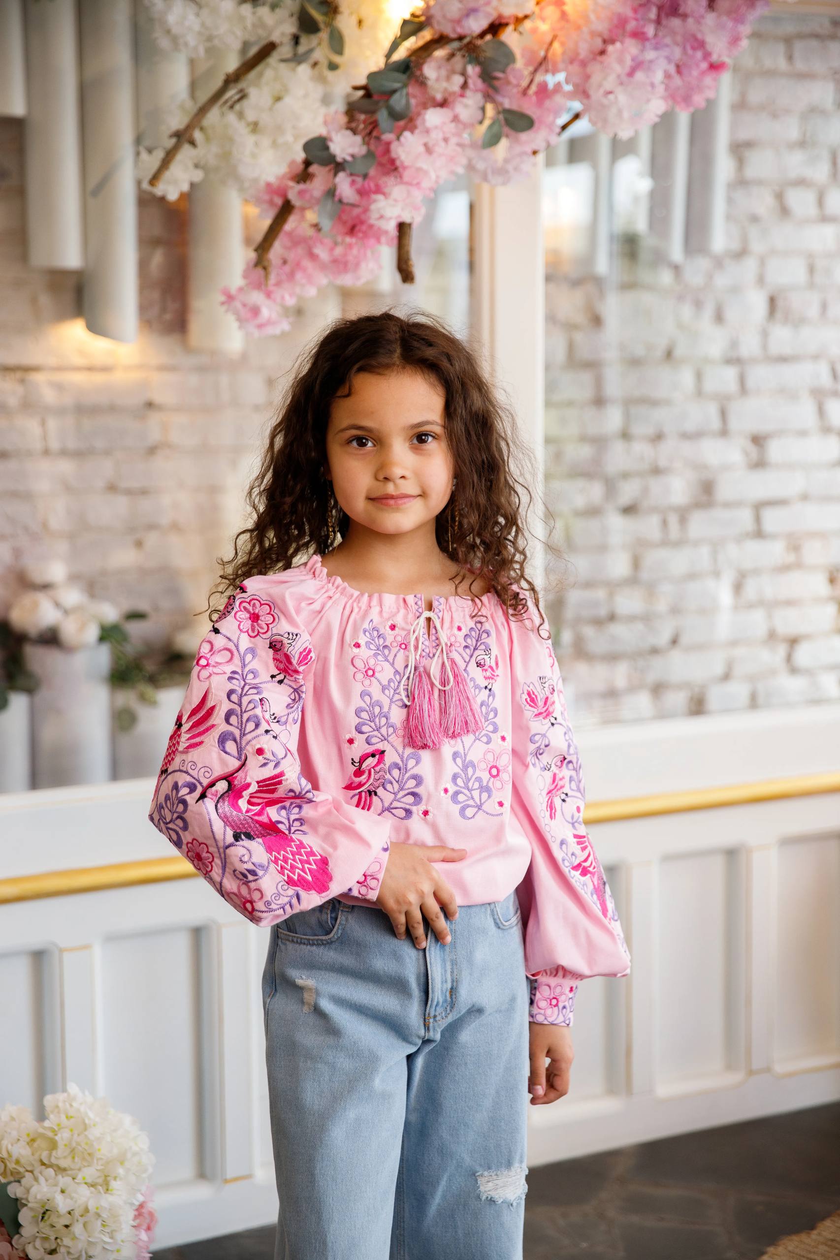 Вишиванка для дівчинки Зозулька (рожева з рожевим) hover image