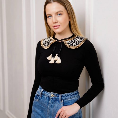 Вишитий комірець  (чорний з золотим)