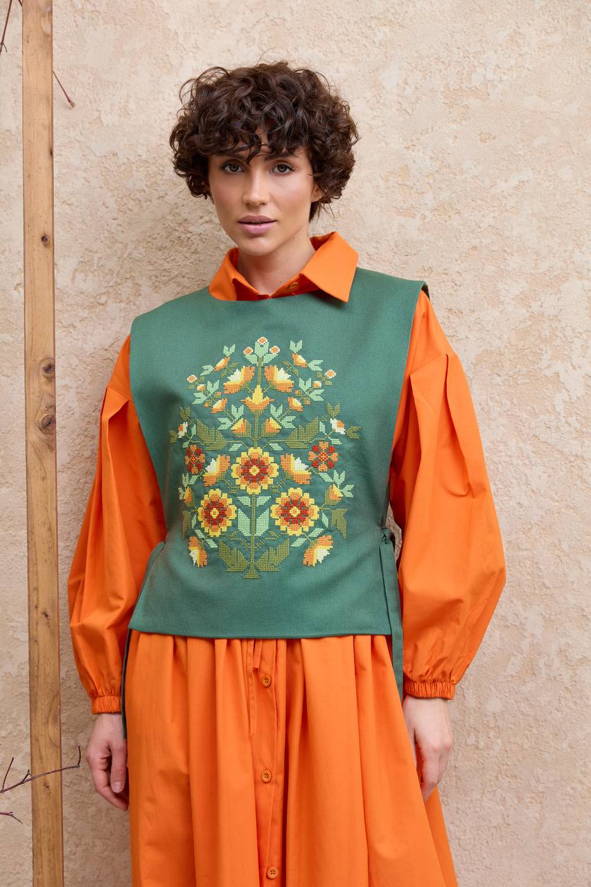 Жіноча вишита манішка Дерево життя  (хакі)