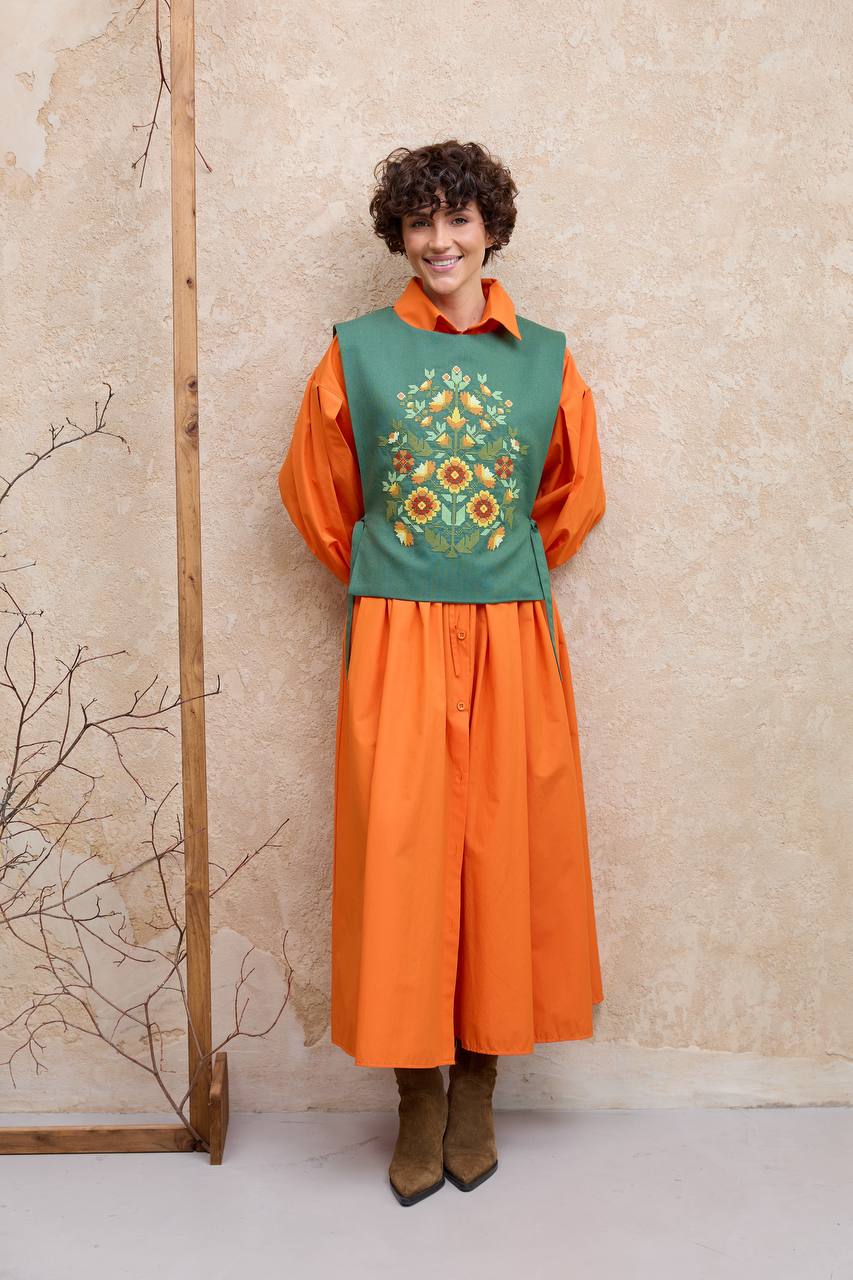 Жіноча вишита манішка Дерево життя  (хакі)