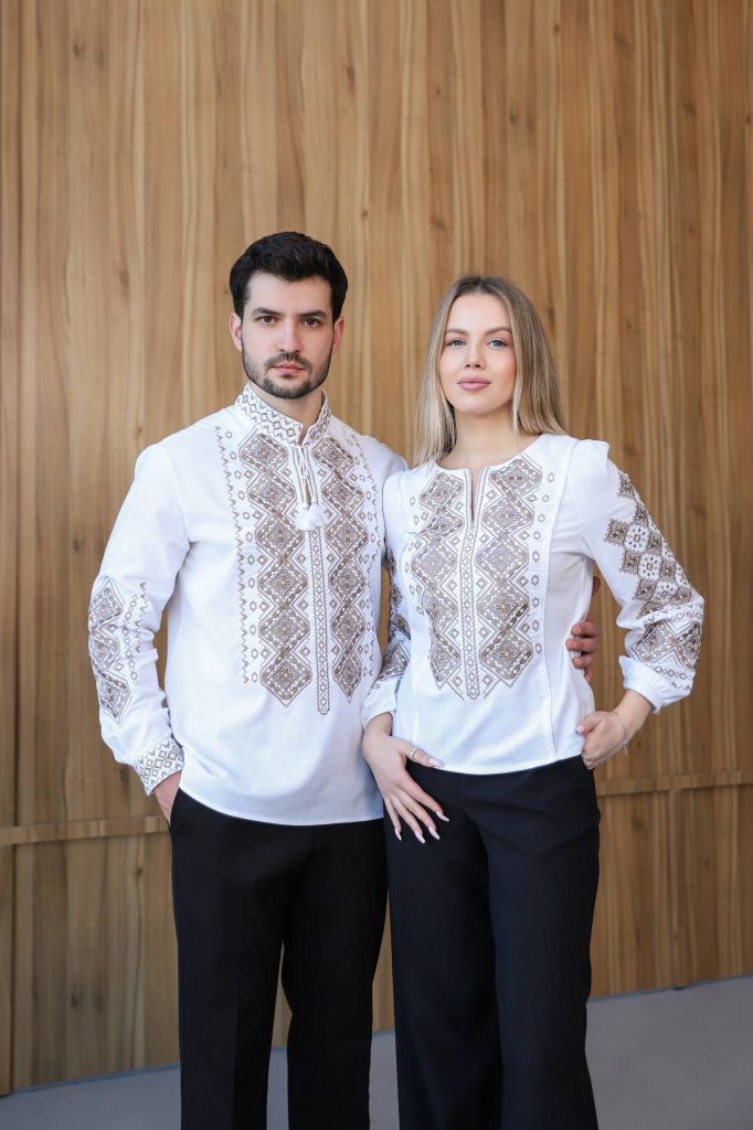 Парний комплект Горгани (білий з сірим )