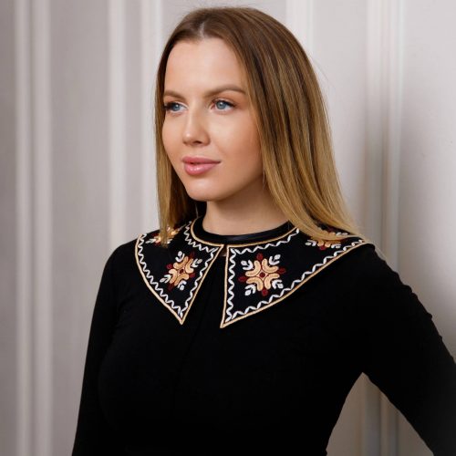 Вишитий комірець Міра (чорний)