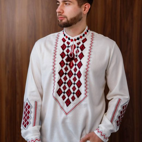 Чоловіча вишиванка Горян (молочний) - S