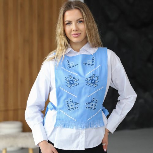 Жіноча вишита манішка Вершина (блакитна) - L